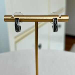 Elegant Silver Marcasite Hoop Earrings